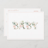 Elegante Rosa Blush Wasserfarbe Babydusche Postkarte (Vorne/Hinten)