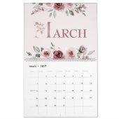 Elegante Rosa Blushrose 2026 Kalender (Mär 2027)