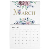 Elegante Rosa Blushrose 2026 Kalender (Mär 2027)