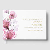 Elegante rosa Blüte auf Beerdigung des Gedächtniss Gästebuch (Vorderseite)