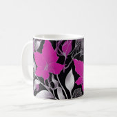 Elegante rosa Blüte mit silbernen Blätter Kaffeetasse (Vorderseite Links)