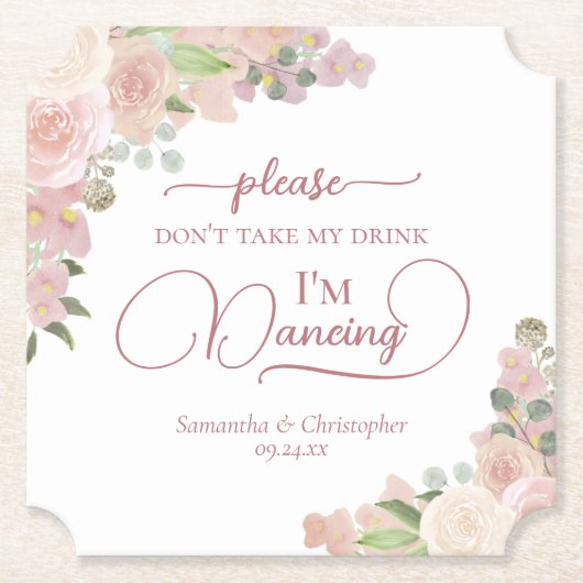 Elegante rosa Blüte Nimm meine Trinkehe nicht mit. Untersetzer (Vorderseite)