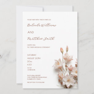 Elegante rosa Blüten 3D Einladung