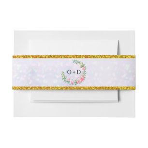 Elegante rosa Blüten Aquarell-Hochzeit Einladungsbanderole