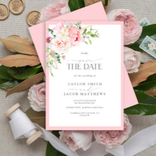 Elegante rosa Blüten Aquarell Save-the-Date-Karte Save The Date