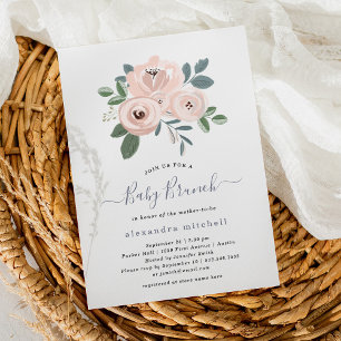 Elegante rosa Blüten Babys Brunch Einladung