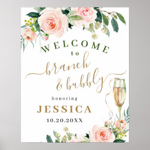 Elegante rosa Blüten Boho Brautparty Poster