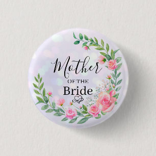 Elegante rosa Blüten Dankeschön-Hochzeit Button