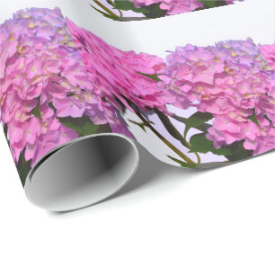 Elegante rosa Blüten rosa Hydraeas Geschenkpapier