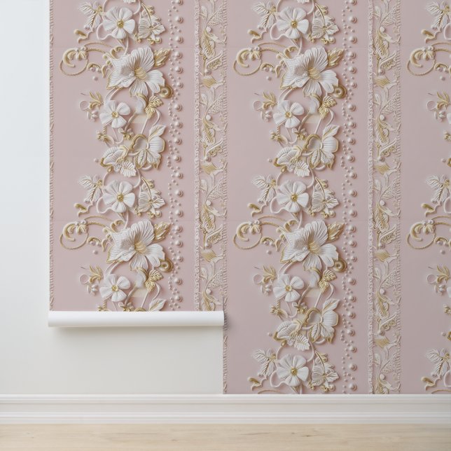 Elegante rosa Blüten Tapete (Anwendung)