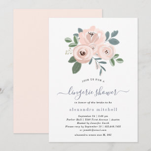 Elegante rosa Blüten Wäsche-Einweihungsfeier Einladung