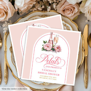 Elegante rosa Blütenblätter und Prosecco Hochzeits Serviette