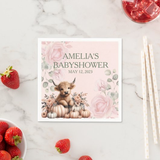 Elegante Rosa Blütendusche im Hochland Serviette (Beispiel)