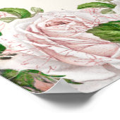 Elegante Rosa Blütenflora auf Cremehochzeit Poster (Ecke)