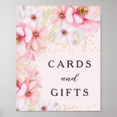 Elegante Rosa Blütengold Glitzer Karten Geschenke Poster (Vorne)