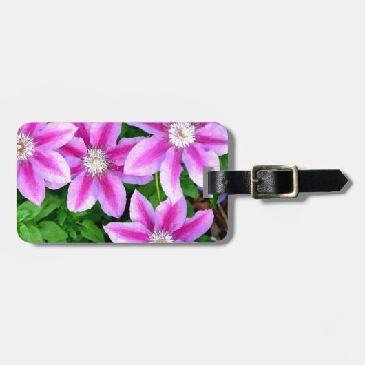 Elegante Rosa Blütengrün Gepäckanhänger (Vorderseite horizontal)
