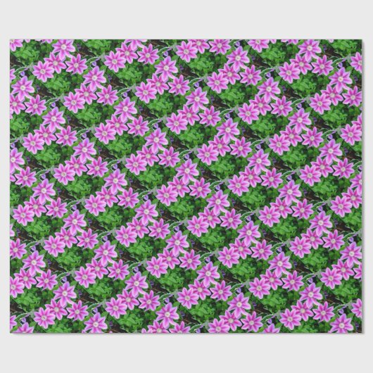 Elegante Rosa Blütengrün Geschenkpapier (Flach)