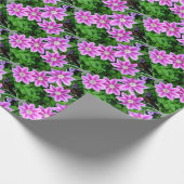 Elegante Rosa Blütengrün Geschenkpapier (Ecke)