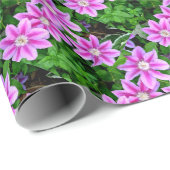 Elegante Rosa Blütengrün Geschenkpapier (Rolleneckpunkt)