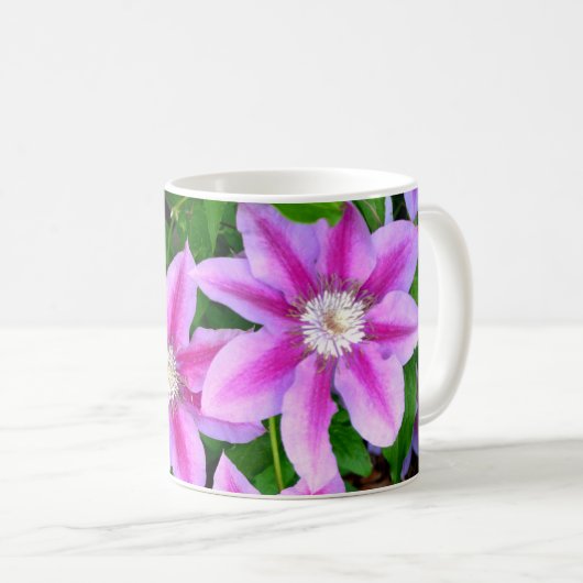 Elegante Rosa Blütengrün Kaffeetasse (VorderseiteRechts)