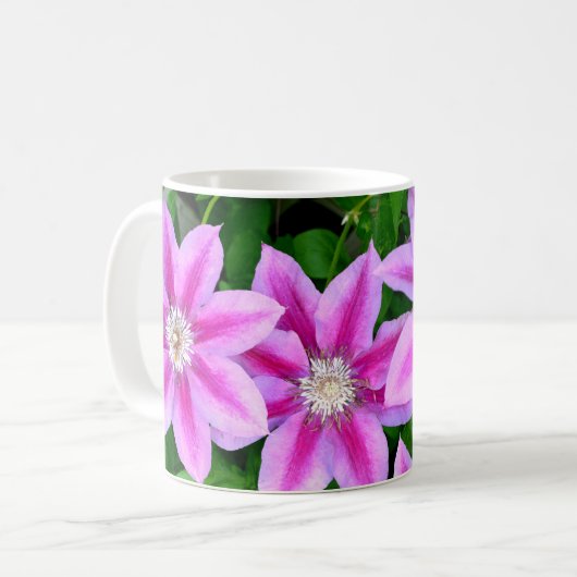 Elegante Rosa Blütengrün Kaffeetasse (Vorderseite Links)