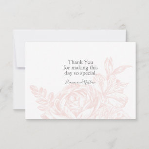 Elegante Rosa Blütenhochzeit Dankeskarte