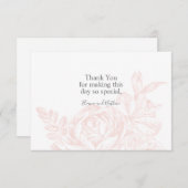 Elegante Rosa Blütenhochzeit Dankeskarte (Vorne/Hinten)