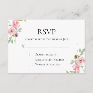Elegante Rosa Blütenhochzeit RSVP Karte