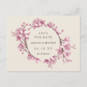 Elegante rosa Blütenhochzeit speichern das Datum Ankündigungspostkarte (Vorderseite)