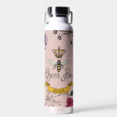 Elegante Rosa Blütenkönigin Personalisiert Trinkflasche (Vorne)