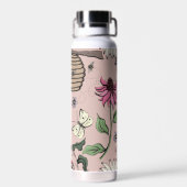 Elegante Rosa Blütenkönigin Personalisiert Trinkflasche (Rückseite)