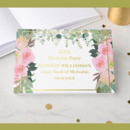 Elegante rosa Blütenlandschaft jedes Jahr Geburtst Gästebuch