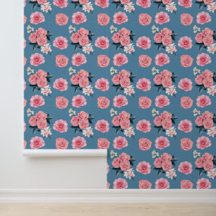 Elegante rosa Blütenschale und -stift Tapete
