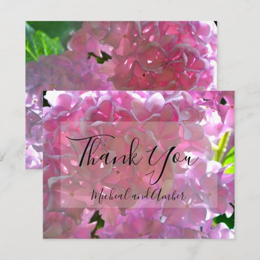 Elegante Rosa Boho Blumen Blume Hydrangeas Dankeskarte (Vorne/Hinten)