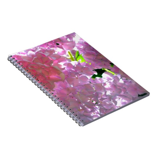 Elegante Rosa Boho Blumen Blume Hydrangeas Notizblock (Rechte Seite)