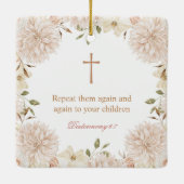 Elegante rosa Boho Blumentaufe Ornament (Rückseite)