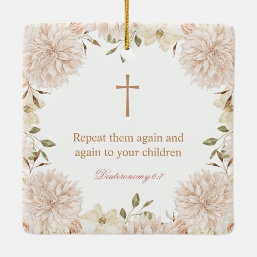 Elegante rosa Boho Blumentaufe Ornament (Rückseite)