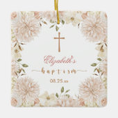 Elegante rosa Boho Blumentaufe Ornament (Vorderseite)