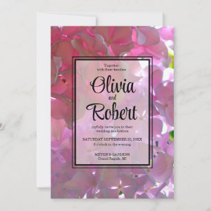Elegante Rosa Boho Blüten Hydrangeas Hochzeit Einladung