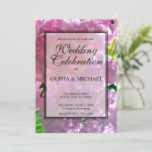 Elegante Rosa Boho Blüten Hydrangeas Hochzeit Einladung (Stehend Vorderseite)