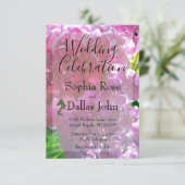 Elegante Rosa Boho Blüten Hydrangeas Hochzeit Einladung (Stehend Vorderseite)
