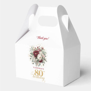 Elegante Rosa-Bordeaux-Geschenkbox zum 80. Geburts Geschenkschachtel