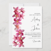 Elegante, rosa bordeauxfarbene Orchideen Blume Hoc Einladung (Vorderseite)