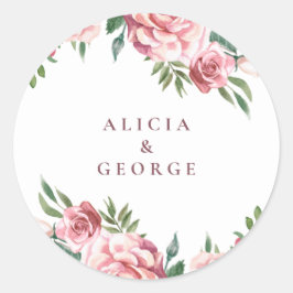 Elegante rosa bordeauxfarbene Rose Gastgeschenk Ho Runder Aufkleber