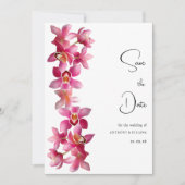 Elegante rosa bordeauxrote Orchideen Blume Save th Einladung (Vorderseite)