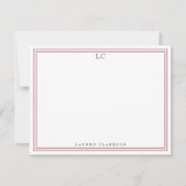 Elegante rosa Border Monogram Stationery Note Card Einladung (Vorderseite)