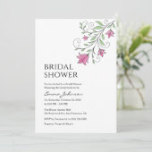 Elegante Rosa Botanische Bridal Dusche Einladungen (Stehend Vorderseite)