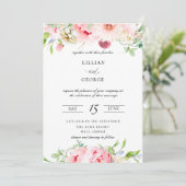 Elegante Rosa Botanische Hochzeit Einladung (Stehend Vorderseite)