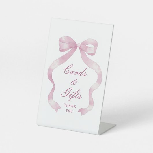 Elegante rosa Bow Cards & Geschenke Sockelschild (Vorderseite)