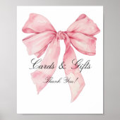 Elegante rosa Bow Cards und Gifts-Zeichen Poster (Vorne)